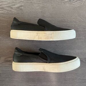 UGG Black Leather Slip Ons Sneakers